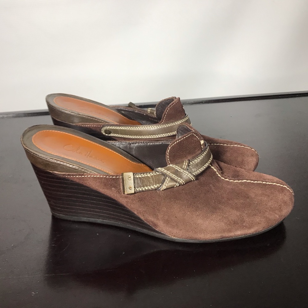 Cole Haan brown Suede Slip-On Wedges Sz 9.5 B